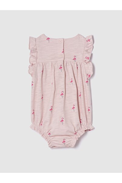 GAP Bebek Pembe Organik Pamuk Smocked Balon Kısa Tulum