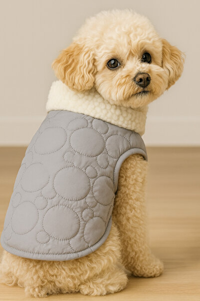 Dolce Pets Kedi Köpek Kıyafeti & Elbisesi Köpek Yeleği Puffer Vest Gri