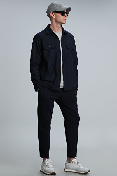 Lufian Never Men's Basic Shirt Regular Fit Navy Blue