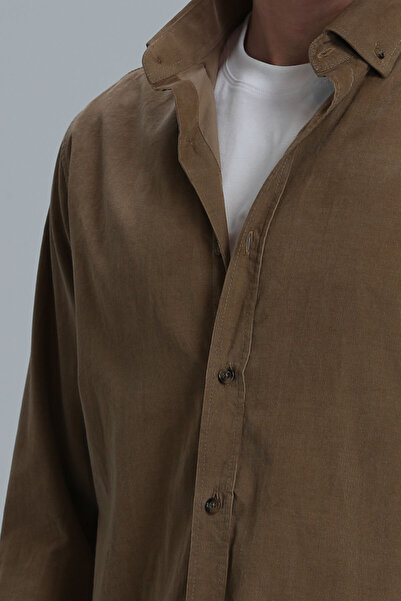 Lufian Watt Erkek Basic Gömlek Comfort Fit Deve Tüyü
