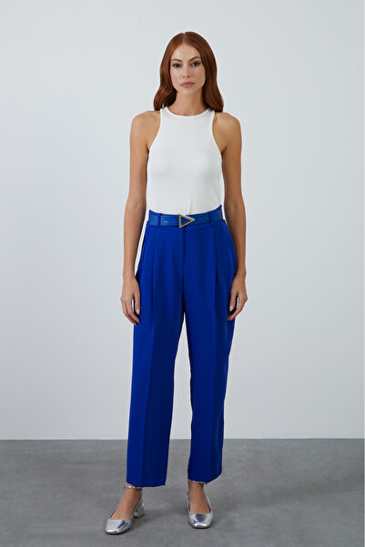 kı.we Deri Kemer Aksesuarlı Pileli Havuç Pantolon