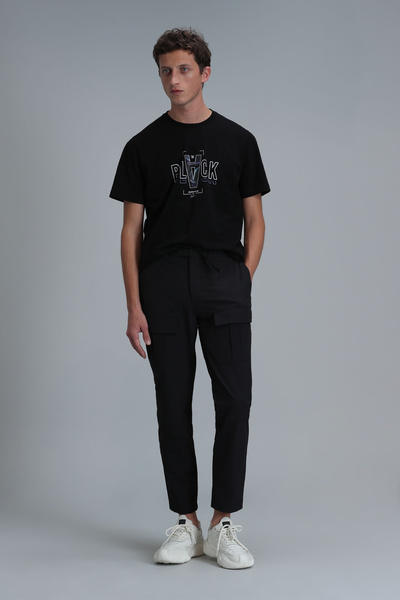 Lufian Μαύρο μπλουζάκι Adrian Modern Graphic