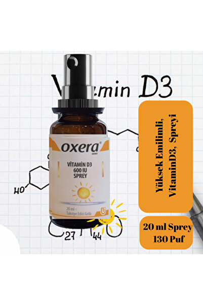 OXERA ENERGY D3 Vitamin 600 IU 20 ml Sprey - Yüksek Emilimli, Takviye Edici V...