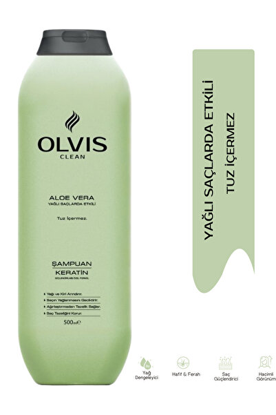 Olvis Clean Aloe Vera Keratin Tuzsuz Şampuan 500 ml | Yağlı Saçlar İçin Bakım...