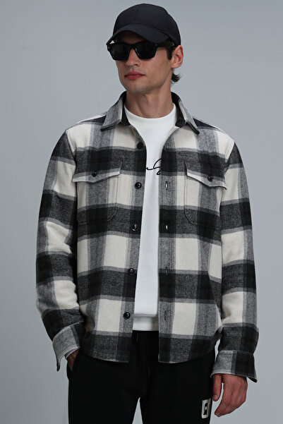 Lufian Cămașă de bază pentru bărbați Farmer Comfort Slim Fit, neagră