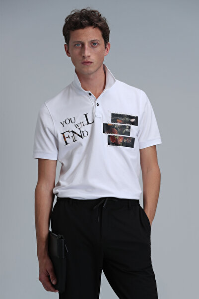 Lufian Ανδρικό μπλουζάκι πόλο Mandy Smart Λευκό