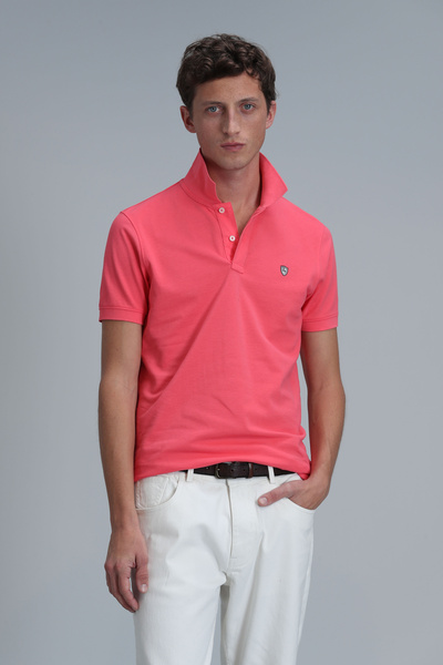 Lufian Laon Smart ανδρικό μπλουζάκι πόλο Slim Fit Candy Pink