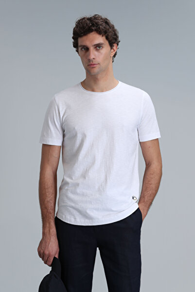Lufian Ανδρικό Βασικό Λευκό T-Shirt - Junya