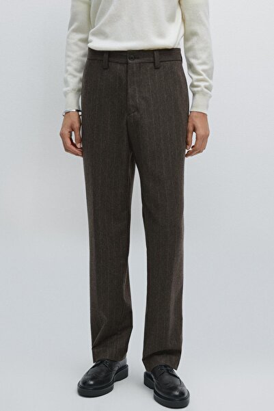 Massimo Dutti Wool blend striped suit trousers