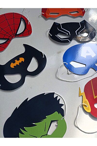 Hiras Dizayn 7Pcs Superhero Concept Paper Party Mask Superhero Birthday Ornament
