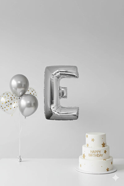 Deniz Party Store بالون فضي فويل ( E ) حرف 36 - 40 سم