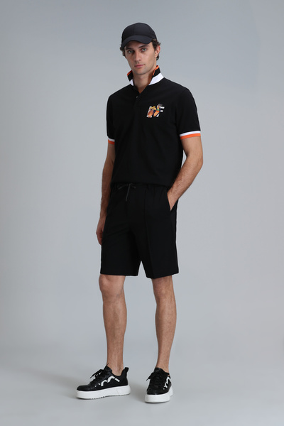 Lufian Μαύρο ανδρικό μπλουζάκι πόλο - Ruby Smart