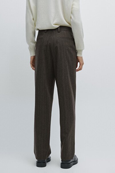 Massimo Dutti Wool blend striped suit trousers