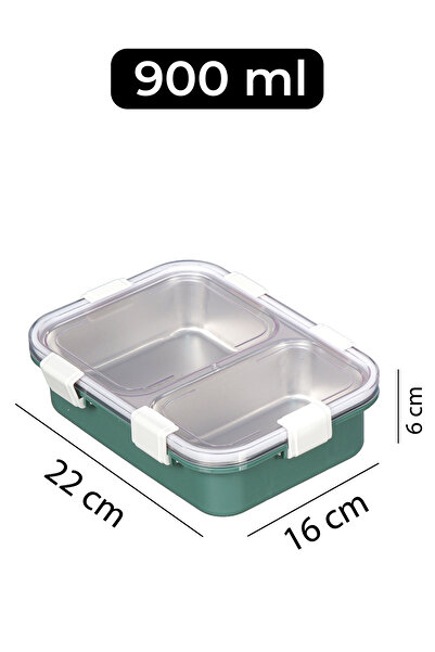 M&L LUNCH BOX 2 Bölmeli 900 ML Paslanmaz Çelik Beslenme Kutusu - Termal Saklama Kabı