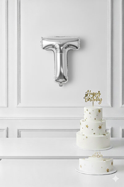 Deniz Party Store بالون فضي مقاس 36 - 40 سم (T) حرف