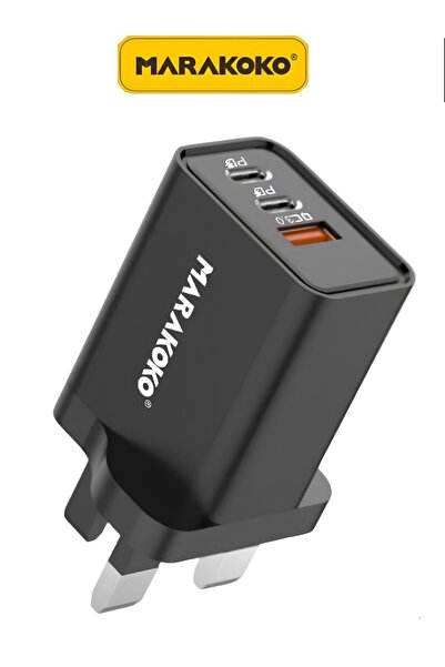 MARAKOKO راس شاحن بقوة 55واط. كبس شاحن بثلاثة منافذ(2تايب سي&1 يو اس بي). شاحن جوال سريع وامن.