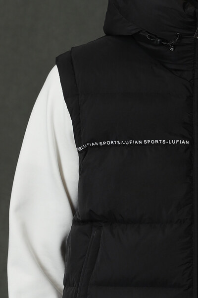 Lufian Josef Kaz Tüyü Erkek Yelek Siyah