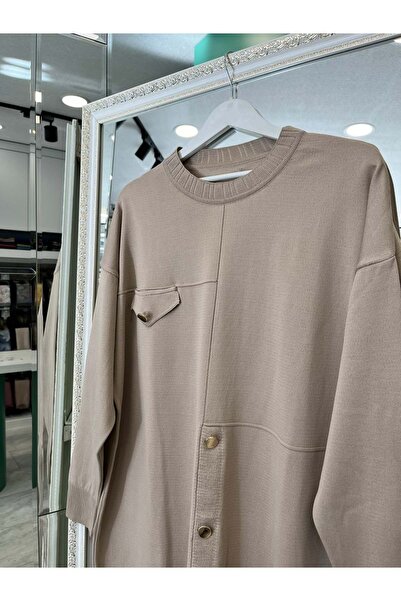 MERAM BUTİK Adn Thin Knit Tunic with Button Detail - Light Viscosa - 1