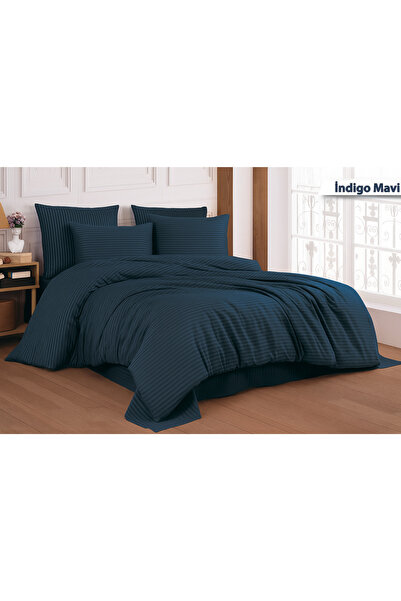 MOON SECRET Преміум Індіго Синій Колір Бавовняний Сатин Двоспальний Комплект Постільної Білизни Без Коробки