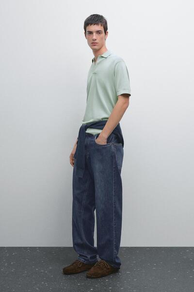 Massimo Dutti Triko V yaka polo t-shirt