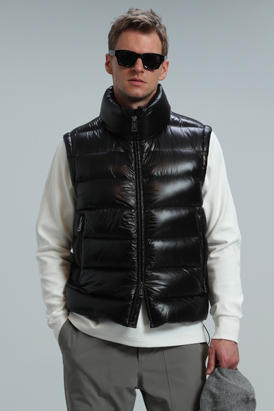 Lufian Peter Kaz Tüyü Erkek Yelek Siyah