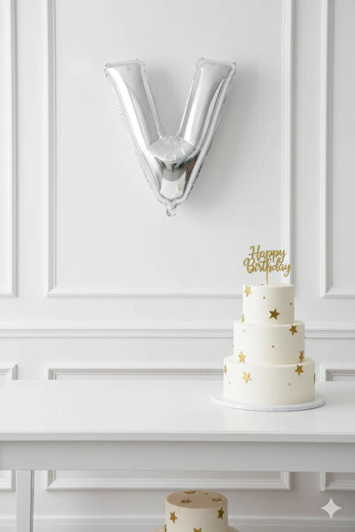 Deniz Party Store بالون فويل حرف V فضي اللون 36 - 40 سم