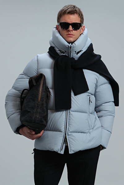 Lufian Tommy Kaz Tüyü Erkek Mont Mavi