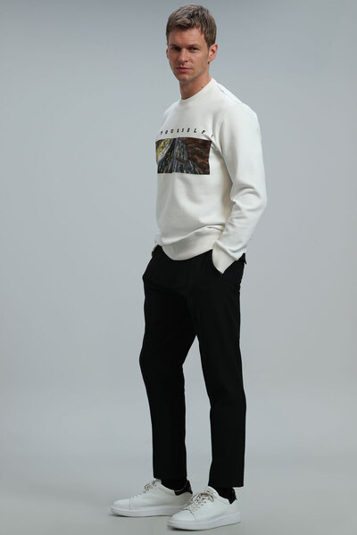 Lufian Dean Erkek Sweatshirt Kırık Beyaz