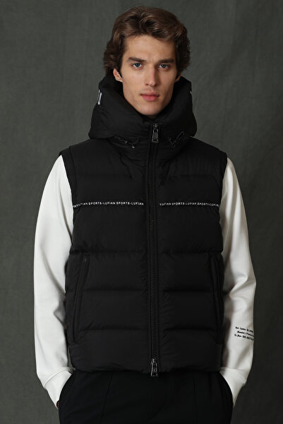 Lufian Josef Kaz Tüyü Erkek Yelek Siyah