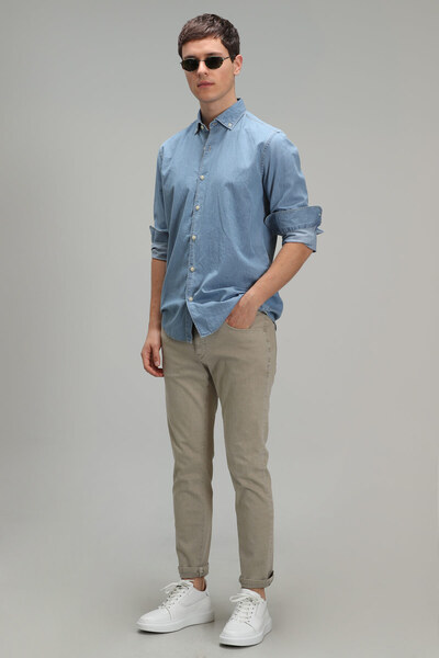 Lufian Ανδρικό παντελόνι Helt Sports 5 Pocket Slim Fit Beige