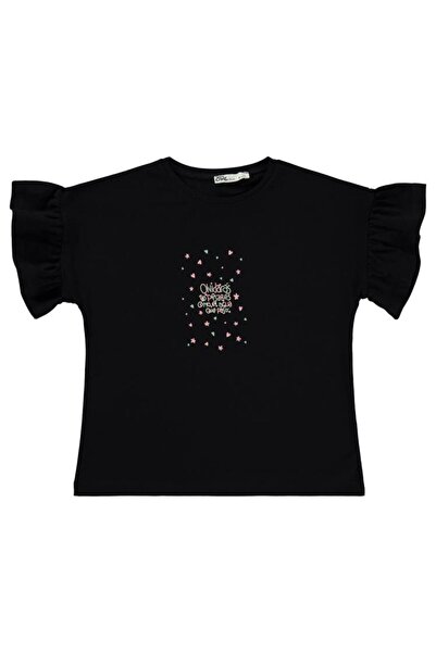 Civil Girls Tricou Valon Kol pentru copii 6-9 ani - Negru 8-9 ani