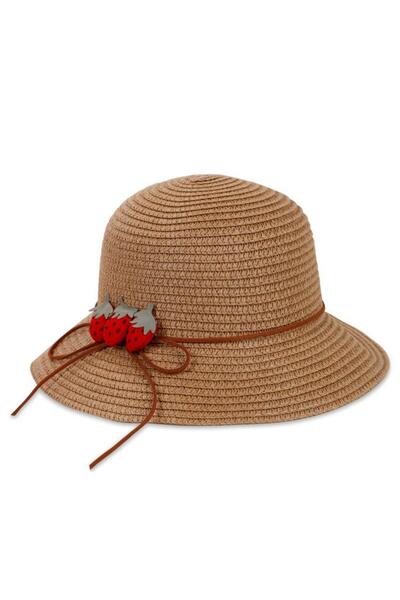 Kitti قبعة من القش للفتيات من سن 6 إلى 9 سنوات - لون بيج قياسي