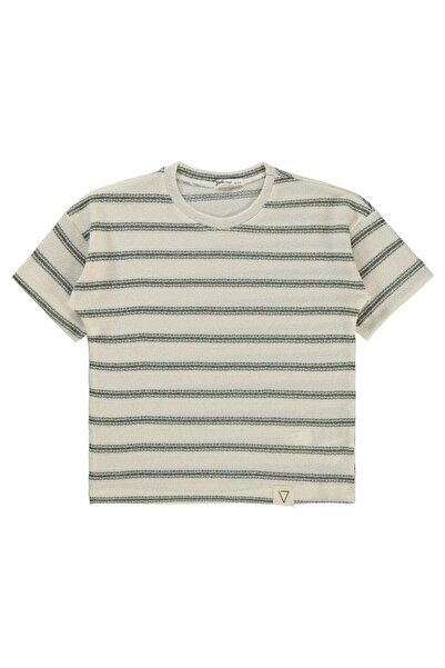 Civil Boys Striped T-Shirt for Ages 6-9 - Khaki8-9 Years