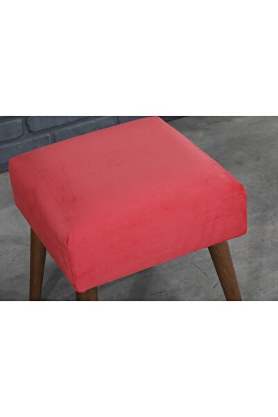 TOCCO MOBİLYA Ahşap Ayaklı 40x40 Cm Kare Puf Bench -nar Çiçeği