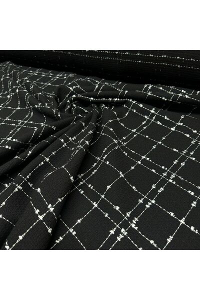 Yaren Ülker Tüvit Şanel Kumaş Çift En (En 150 cm) %100 Pamuk Dokuma Kareli Siyah