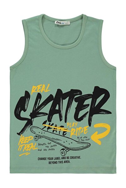 Civil Boys Μπλουζάκι με στάμπα Skater για 6-9 ετών - Χακί 7-8 ετών