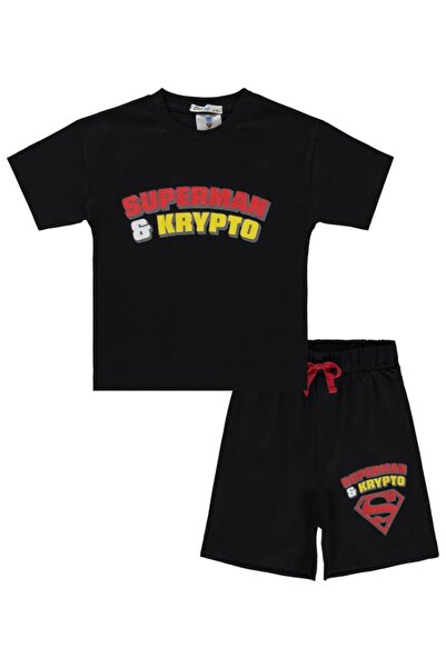 Superman Civil Boys Superman & Krypto Štampano Set za 2-5 godina - Crna2-3 go...