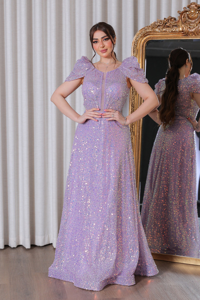 Lara فستان سهرة طويل بتدرجات البنفسجي والوردي من