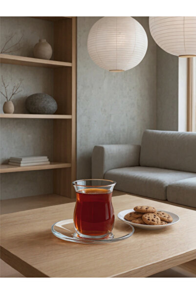 ZÜRİH COLLECTİON BOMBELİ DESENLİ 6 PARÇA ÇAY BARDAĞI VE 6 PARÇA KRİSTAL ÇAY ALTLIĞI
