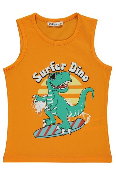Civil Boys Surfer Dino Printed 2-5 Years Old T-Shirt - Orange 5-6 Years