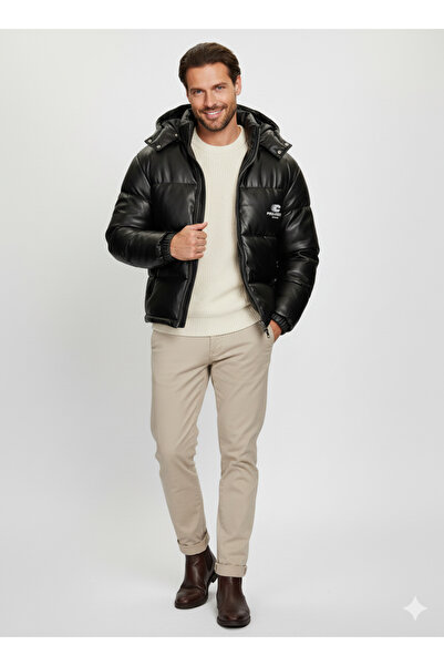 Jack & Jones J&J Pu Δερμάτινο Ανδρικό Ανεμοδαρμένο Παλτό Ψυχρού Αδιάβροχο