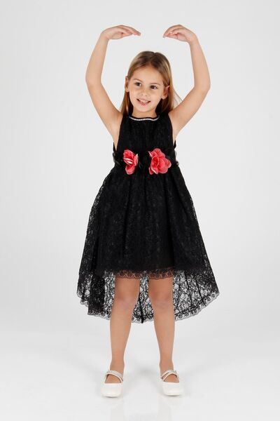 AHENGİM Kids Kız Çocuk Kuyruklu Dantelli Abiye Elbise Ak2208