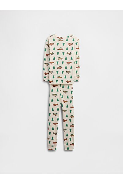 GAP Bebek Kırık Beyaz %100 Organik Pamuk X-Mas Tree Baskılı Pijama Takımı