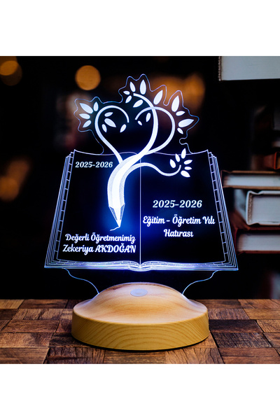 SEVGİLAMBASI Öğretmene Hediye Kişiye Özel Kitap Led Lamba, Öğretmenler Günü H...
