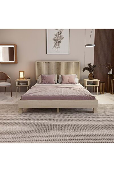 RENAZZO Alaz Model Vernikli Çam Ahşap Karyola ( Dikey )