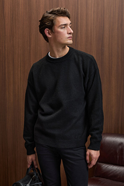 GRIMELANGE Tromso Men's Crew Neck Oversize Recycle Knitwear Knitwear Black Sweater