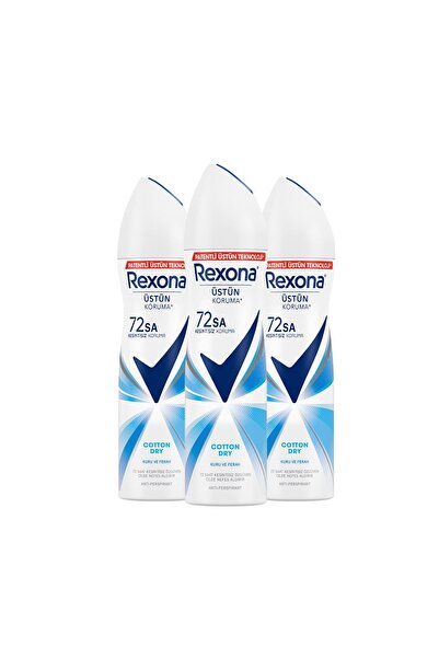 Rexona Kadın Sprey Deodorant Cotton Dry 72 Saat Kesintisiz Üstün Koruma 150 Mlx3