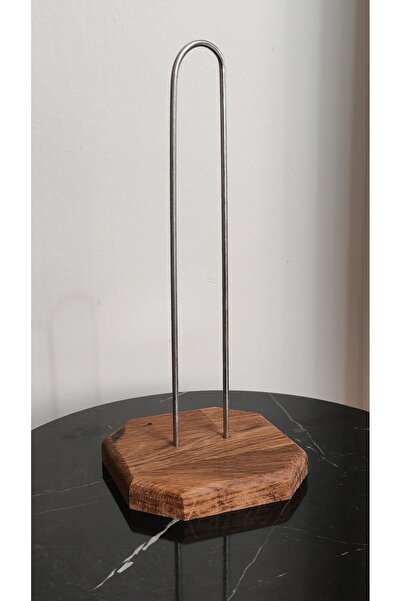 Royal Hediyelik Dekoratif Ahşap Altlıklı Metal Kağıt Havluluk Tutucu (26 cm) ...