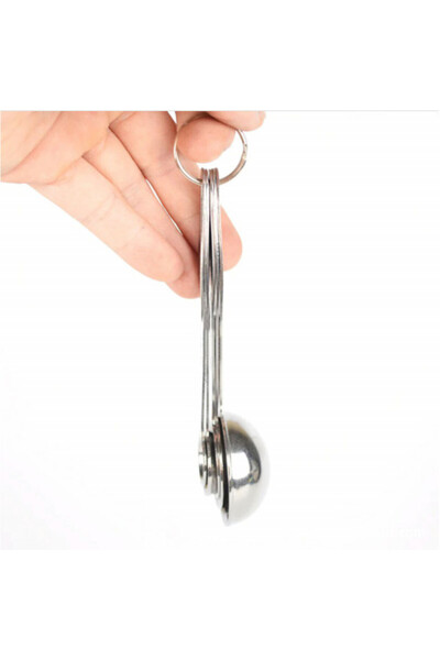 PUFO Set of 5 spoons of different sizes made of metal for measuring ingredients, spices, silver