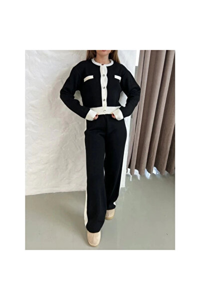 Modayakamoz Γυναικείο Μακρυμάνικο Σετ Πλεκτό με λεπτομέρεια ρίγες